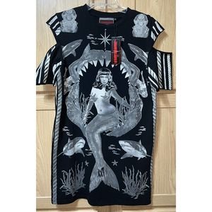 Jawbreaker Tops Shirt Women’s Med Gothic Mermaid Goth Punk Steampunk Sharks New